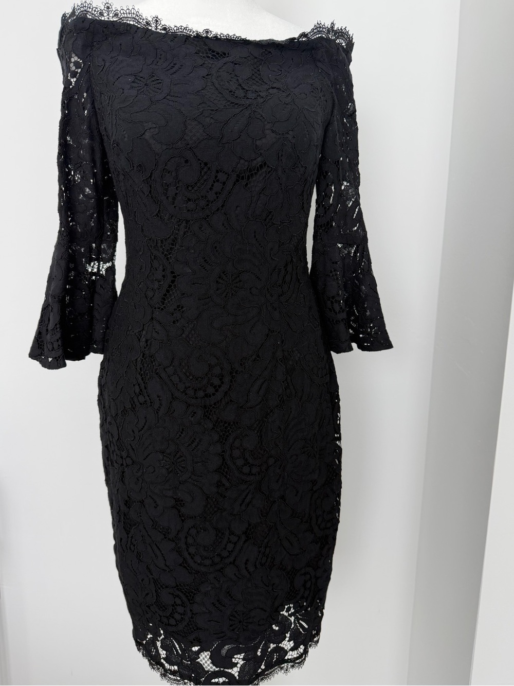 Black Lace Sheath midi Dress romantic goth feminine‎ fairy